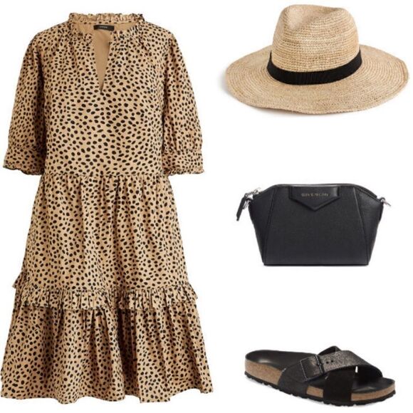 J. Crew Ruffleneck Tiered Popover Dress in Leopard XS - Picture 2 of 13